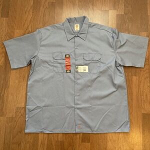 New Dickies Men's 3XT Light Blue Button Down Premium Twill Work Shirt